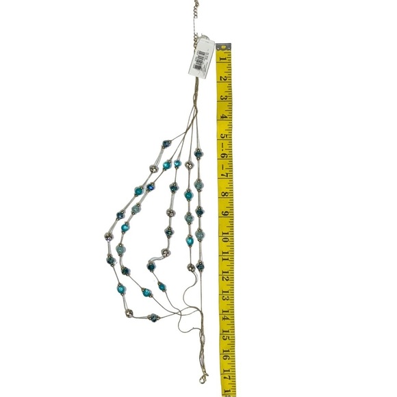 Glass Bead Crystal Necklace Cascade 5 Layer Faceted Sparkly By M. Haskell Blues - Picture 3 of 16